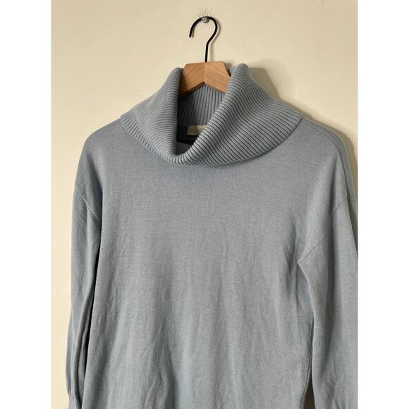 B1G2 FREE 🍁 Loft Blue Cowl Neck Tunic Sweater Small Rib Knit Casual Minimalist - Picture 3 of 11